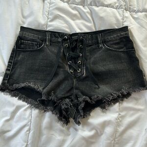 Lace up Jean shorts